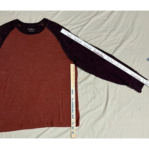 L.L. Bean Men's Slightly Fitted Raglan Long Sleeve Shirt Size L Heathered Maroon - Picture 4 of 10